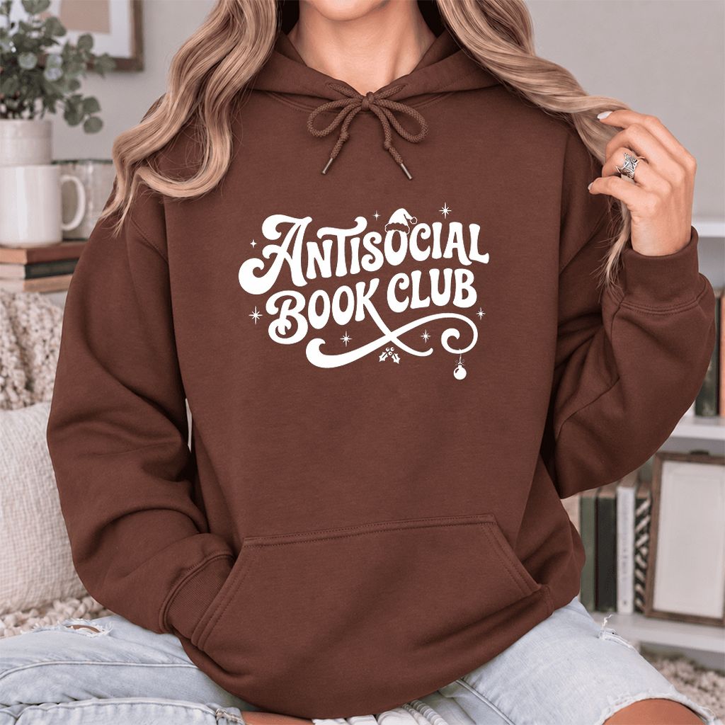 Antisocial Book Club Softstyle Hoodie | Christmas Book Lover Gift Cocoa