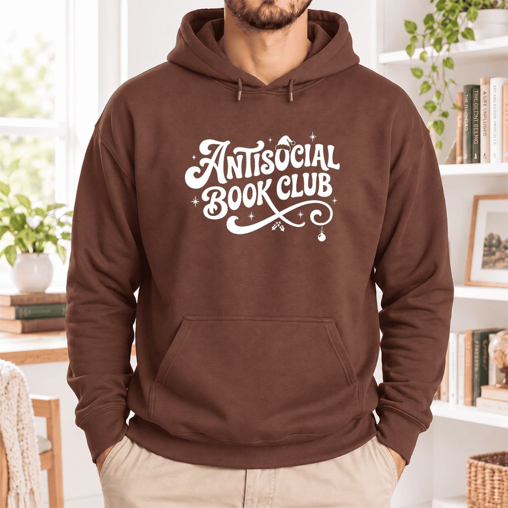 Antisocial Book Club Softstyle Hoodie | Christmas Book Lover Gift Cocoa