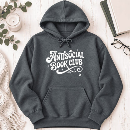Antisocial Book Club Softstyle Hoodie | Christmas Book Lover Gift Dark Heather