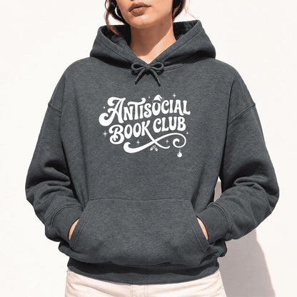 Antisocial Book Club Softstyle Hoodie | Christmas Book Lover Gift Dark Heather
