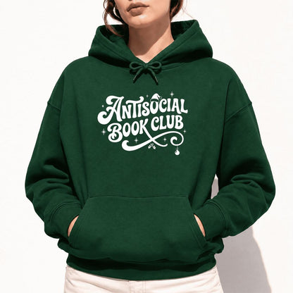 Antisocial Book Club Softstyle Hoodie | Christmas Book Lover Gift Forest Green