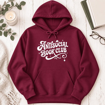 Antisocial Book Club Softstyle Hoodie | Christmas Book Lover Gift Maroon