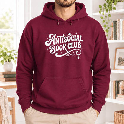 Antisocial Book Club Softstyle Hoodie | Christmas Book Lover Gift Maroon
