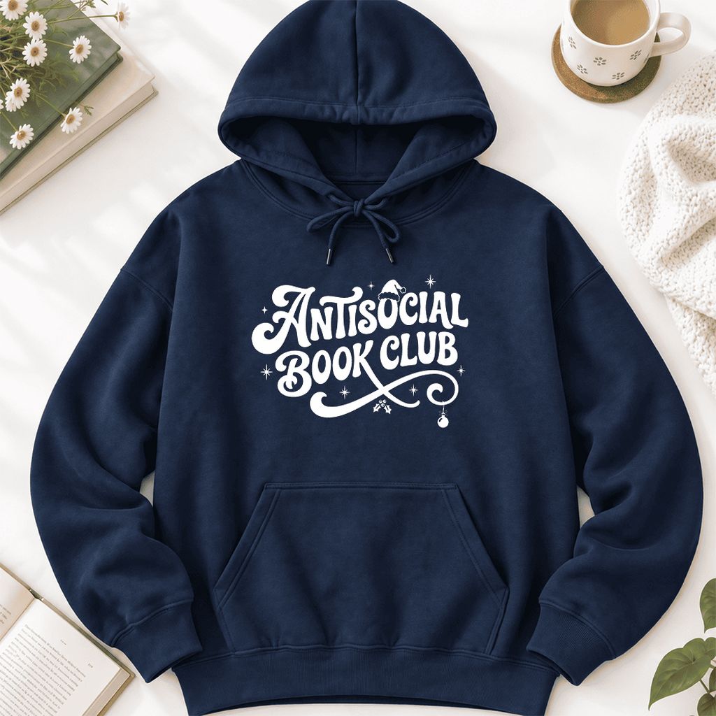 Antisocial Book Club Softstyle Hoodie | Christmas Book Lover Gift Navy