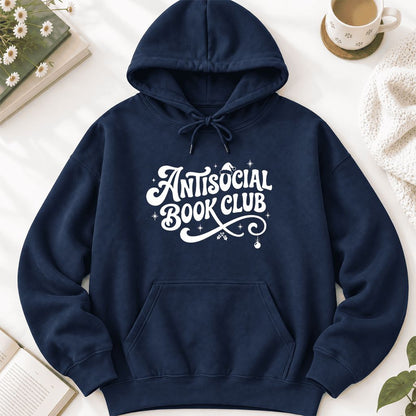 Antisocial Book Club Softstyle Hoodie | Christmas Book Lover Gift Navy