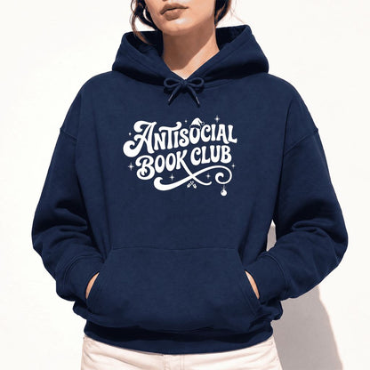 Antisocial Book Club Softstyle Hoodie | Christmas Book Lover Gift Navy