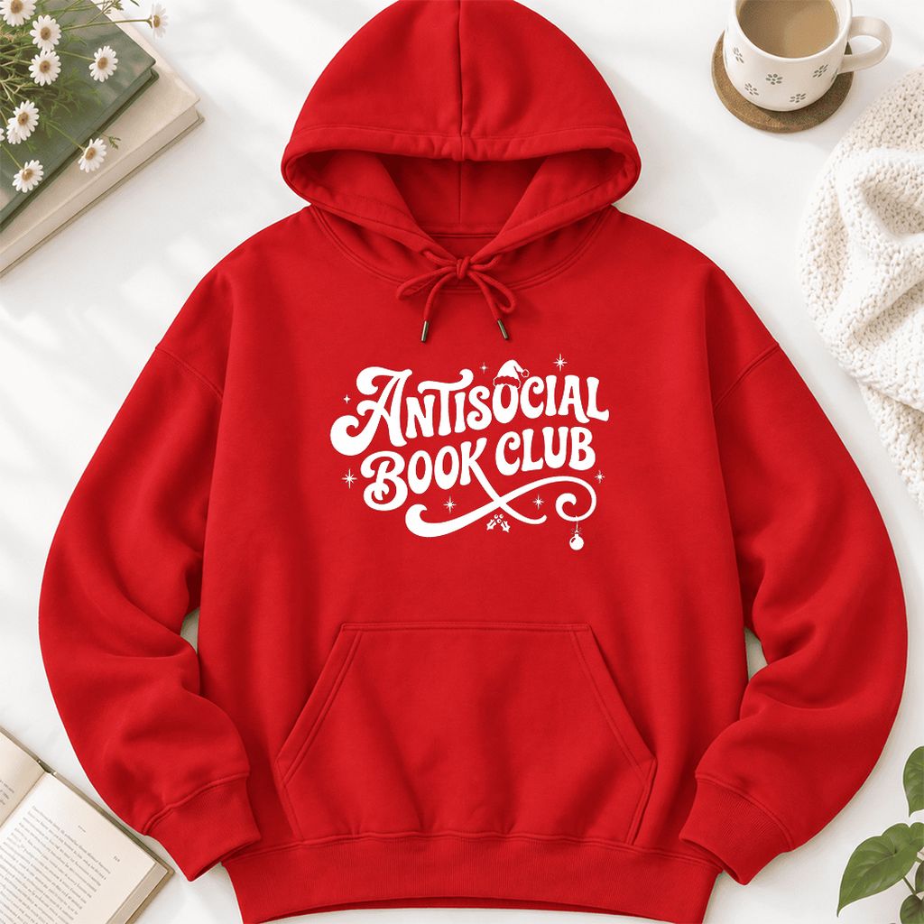 Antisocial Book Club Softstyle Hoodie | Christmas Book Lover Gift Red