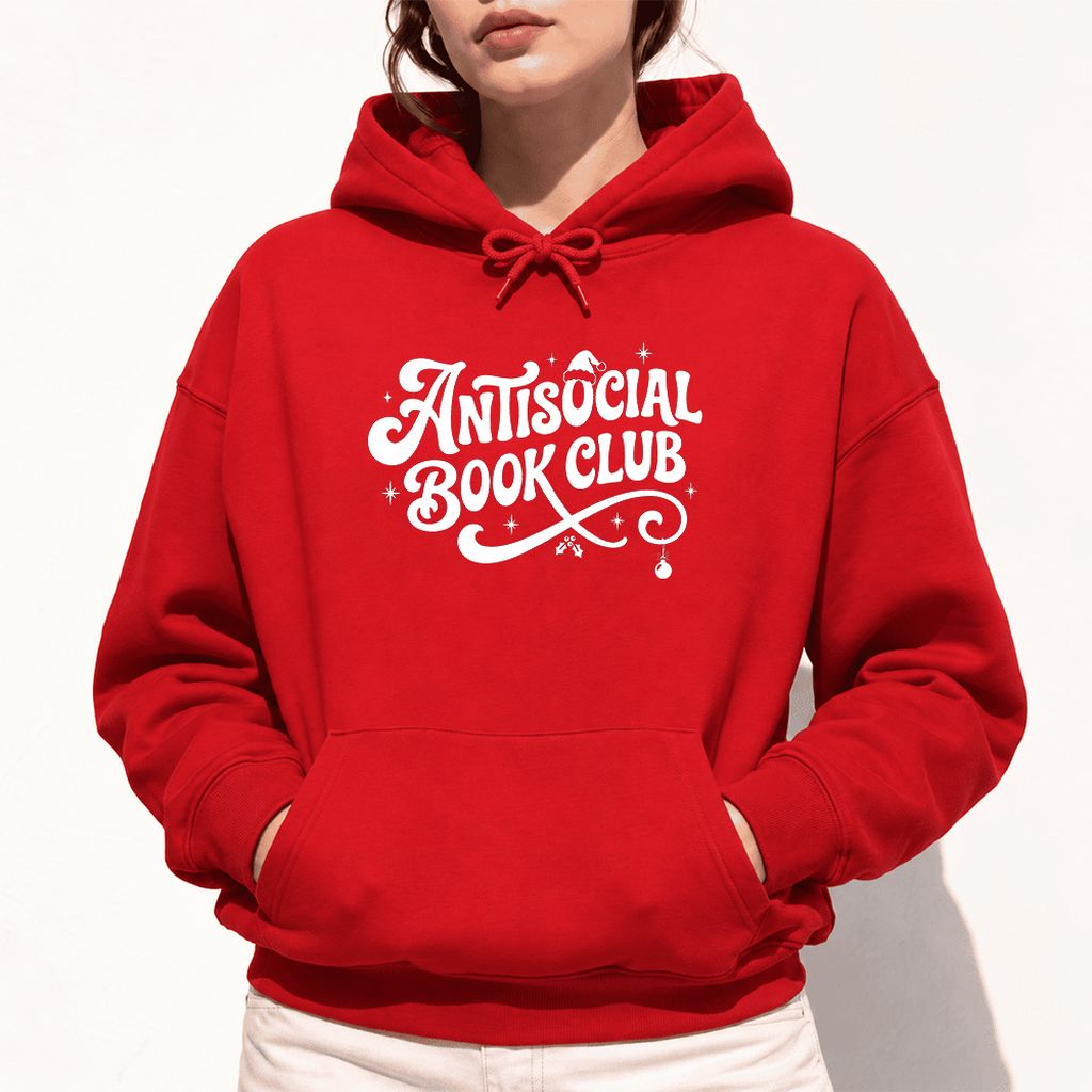 Antisocial Book Club Softstyle Hoodie | Christmas Book Lover Gift Red