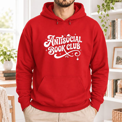 Antisocial Book Club Softstyle Hoodie | Christmas Book Lover Gift Red