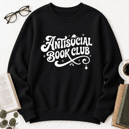 Antisocial Book Club Softstyle Sweatshirt | Christmas Book Lover Gift Black