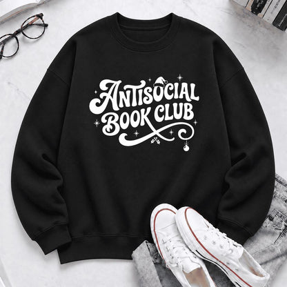 Antisocial Book Club Softstyle Sweatshirt | Christmas Book Lover Gift Black