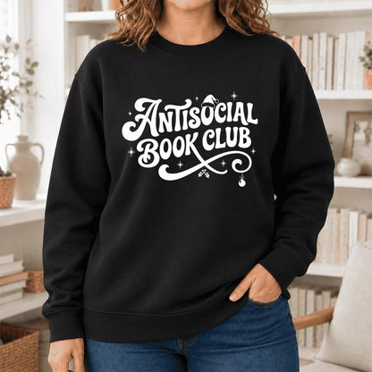 Antisocial Book Club Softstyle Sweatshirt | Christmas Book Lover Gift Black