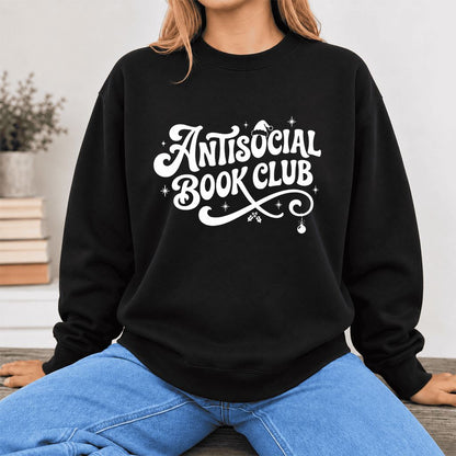 Antisocial Book Club Softstyle Sweatshirt | Christmas Book Lover Gift Black
