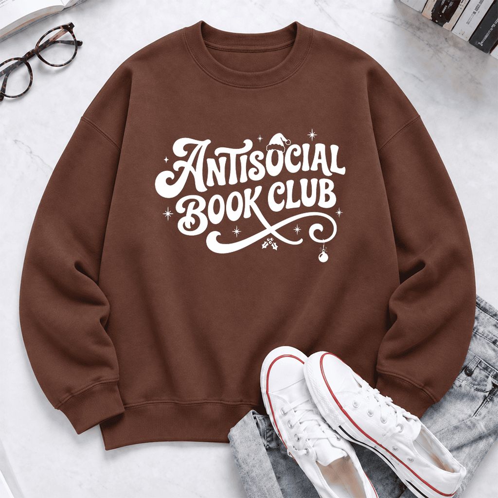 Antisocial Book Club Softstyle Sweatshirt | Christmas Book Lover Gift Cocoa