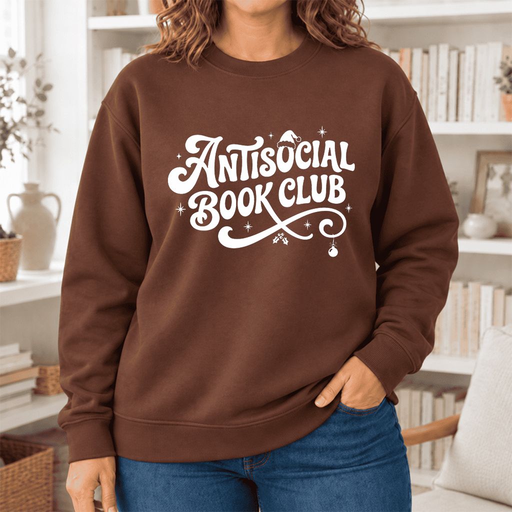 Antisocial Book Club Softstyle Sweatshirt | Christmas Book Lover Gift Cocoa