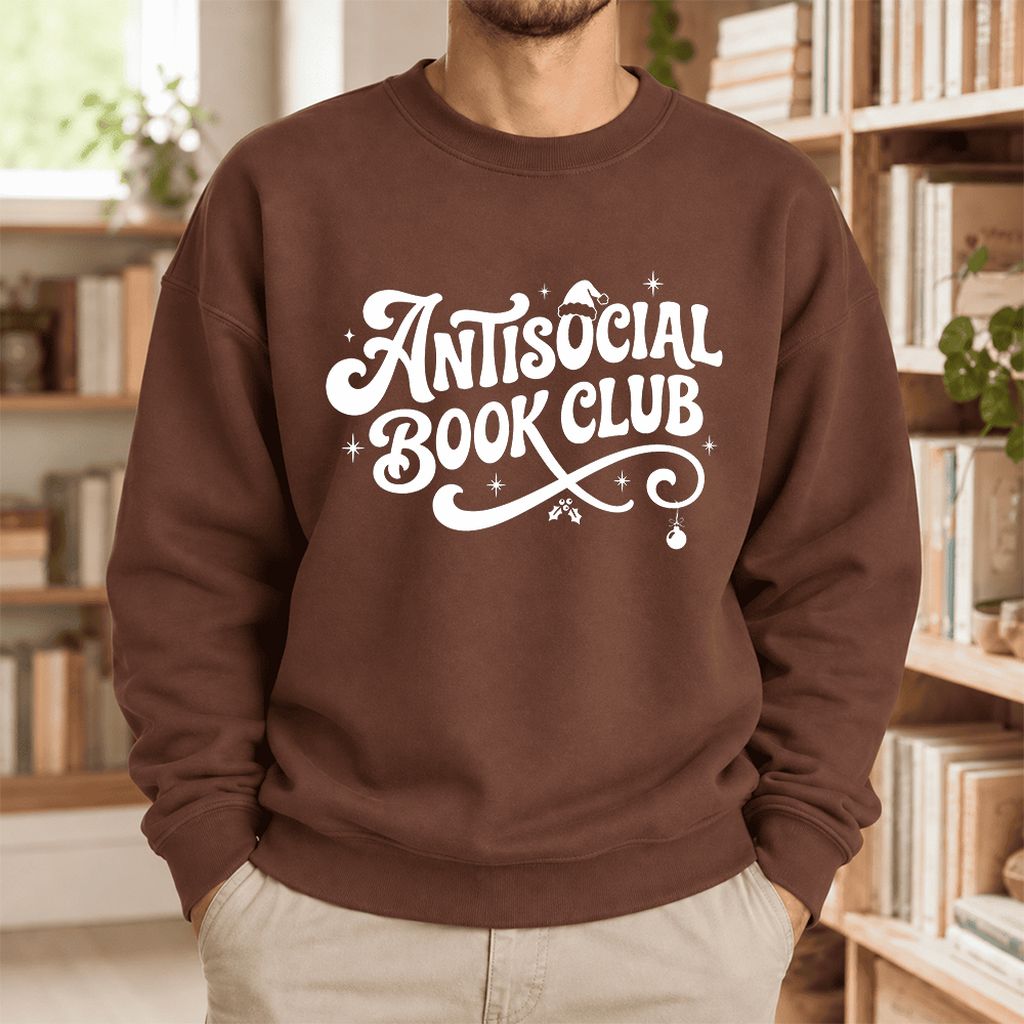 Antisocial Book Club Softstyle Sweatshirt | Christmas Book Lover Gift Cocoa