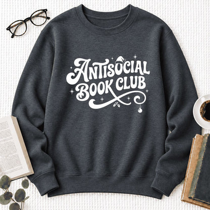 Antisocial Book Club Softstyle Sweatshirt | Christmas Book Lover Gift Dark Heather