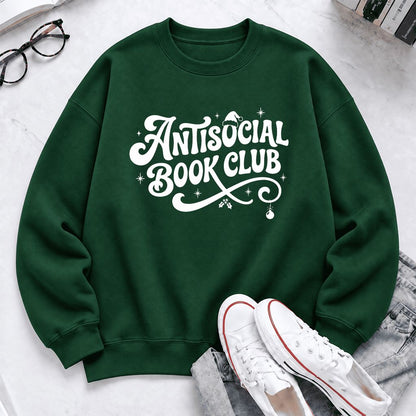 Antisocial Book Club Softstyle Sweatshirt | Christmas Book Lover Gift Forest Green