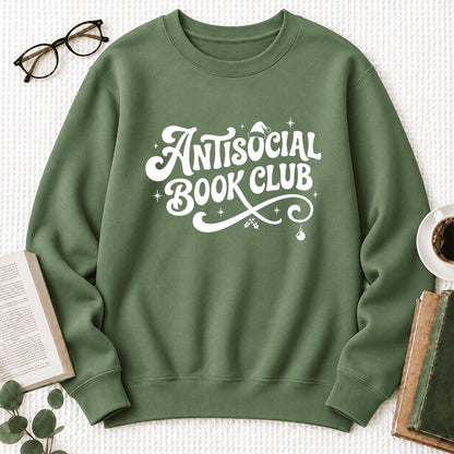 Antisocial Book Club Softstyle Sweatshirt | Christmas Book Lover Gift Military Green