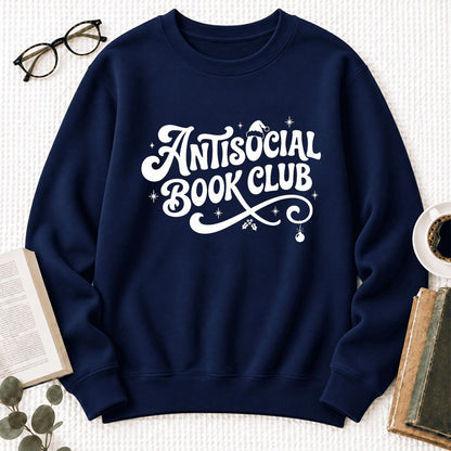 Antisocial Book Club Softstyle Sweatshirt | Christmas Book Lover Gift Navy