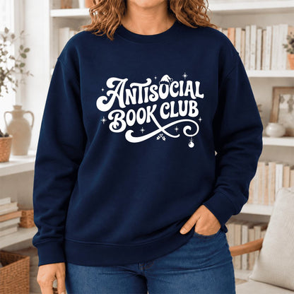 Antisocial Book Club Softstyle Sweatshirt | Christmas Book Lover Gift Navy