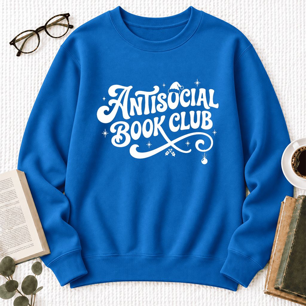 Antisocial Book Club Softstyle Sweatshirt | Christmas Book Lover Gift Royal