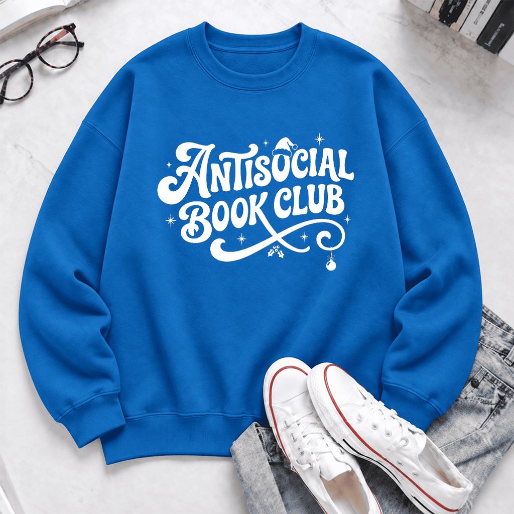 Antisocial Book Club Softstyle Sweatshirt | Christmas Book Lover Gift Royal