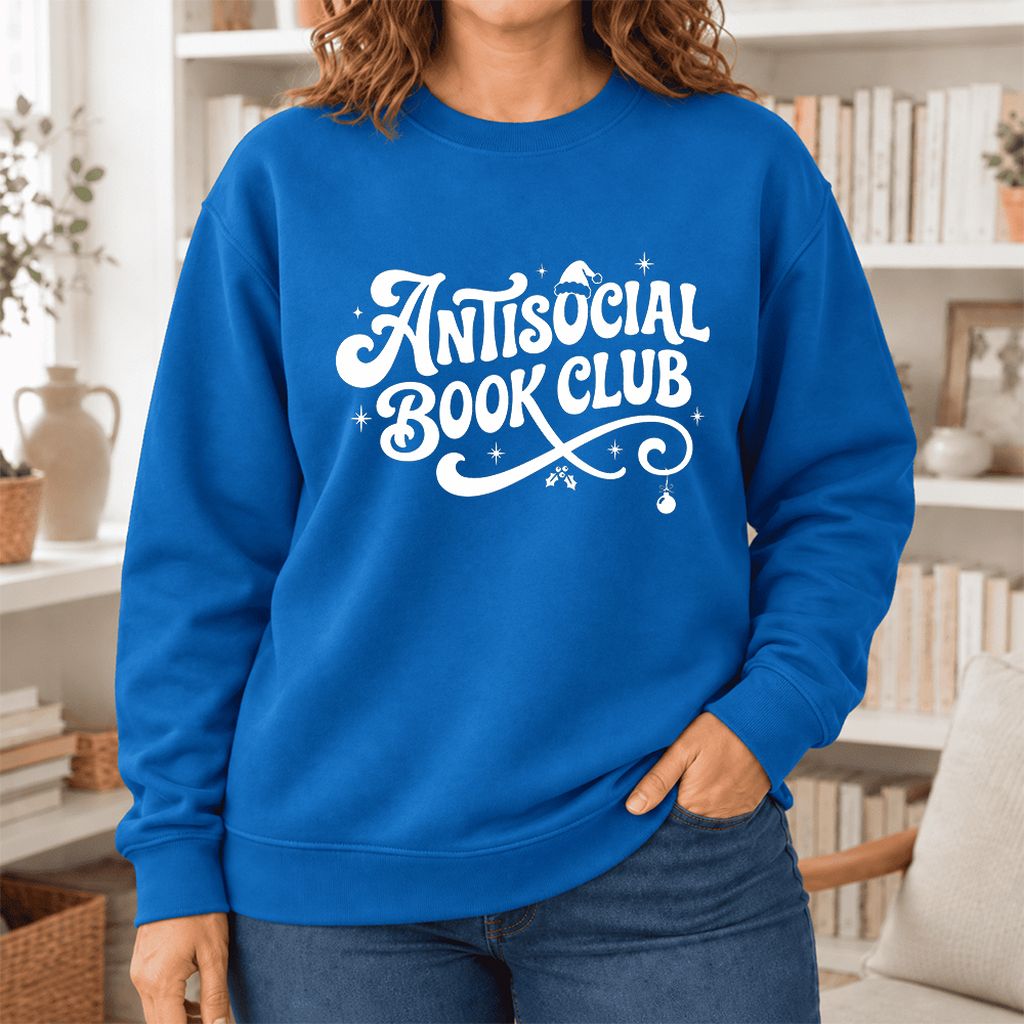 Antisocial Book Club Softstyle Sweatshirt | Christmas Book Lover Gift Royal