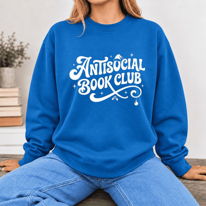 Antisocial Book Club Softstyle Sweatshirt | Christmas Book Lover Gift Royal