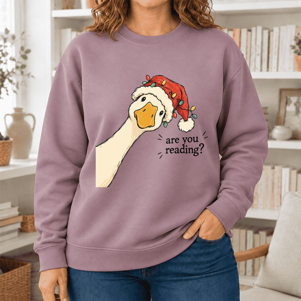 Are You Reading Goose Softstyle Sweatshirt | Funny Christmas Book Lover Gift Paragon