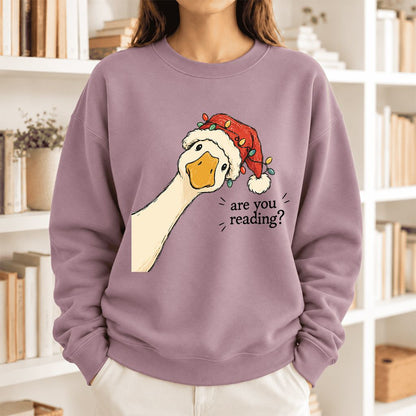 Are You Reading Goose Softstyle Sweatshirt | Funny Christmas Book Lover Gift Paragon
