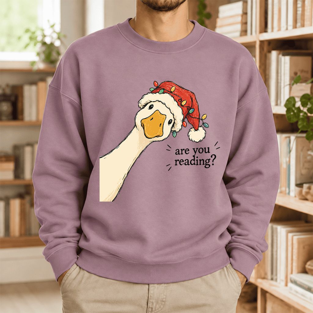 Are You Reading Goose Softstyle Sweatshirt | Funny Christmas Book Lover Gift Paragon