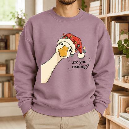 Are You Reading Goose Softstyle Sweatshirt | Funny Christmas Book Lover Gift Paragon