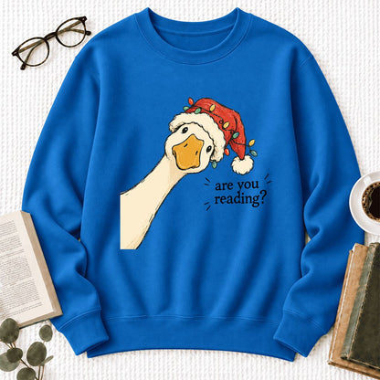 Are You Reading Goose Softstyle Sweatshirt | Funny Christmas Book Lover Gift Royal