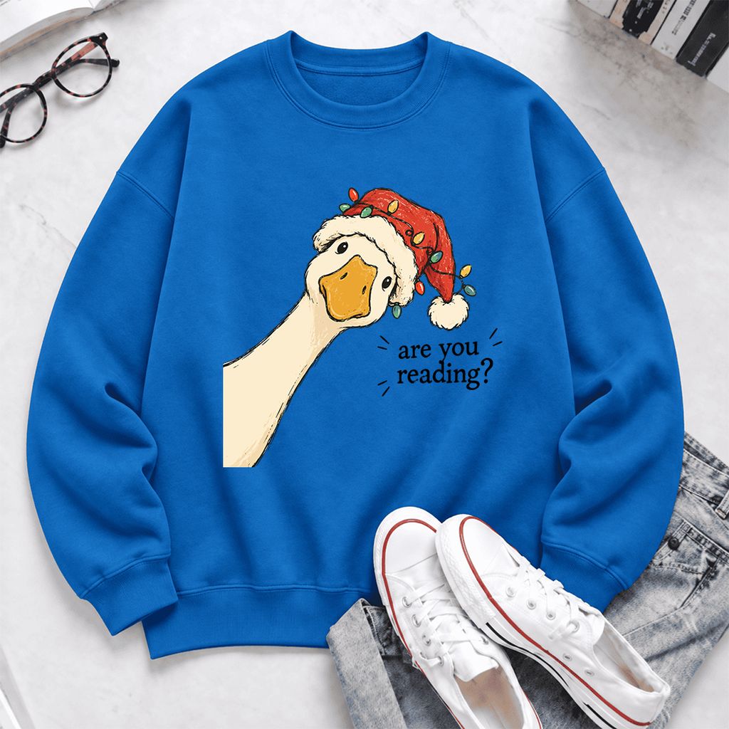 Are You Reading Goose Softstyle Sweatshirt | Funny Christmas Book Lover Gift Royal