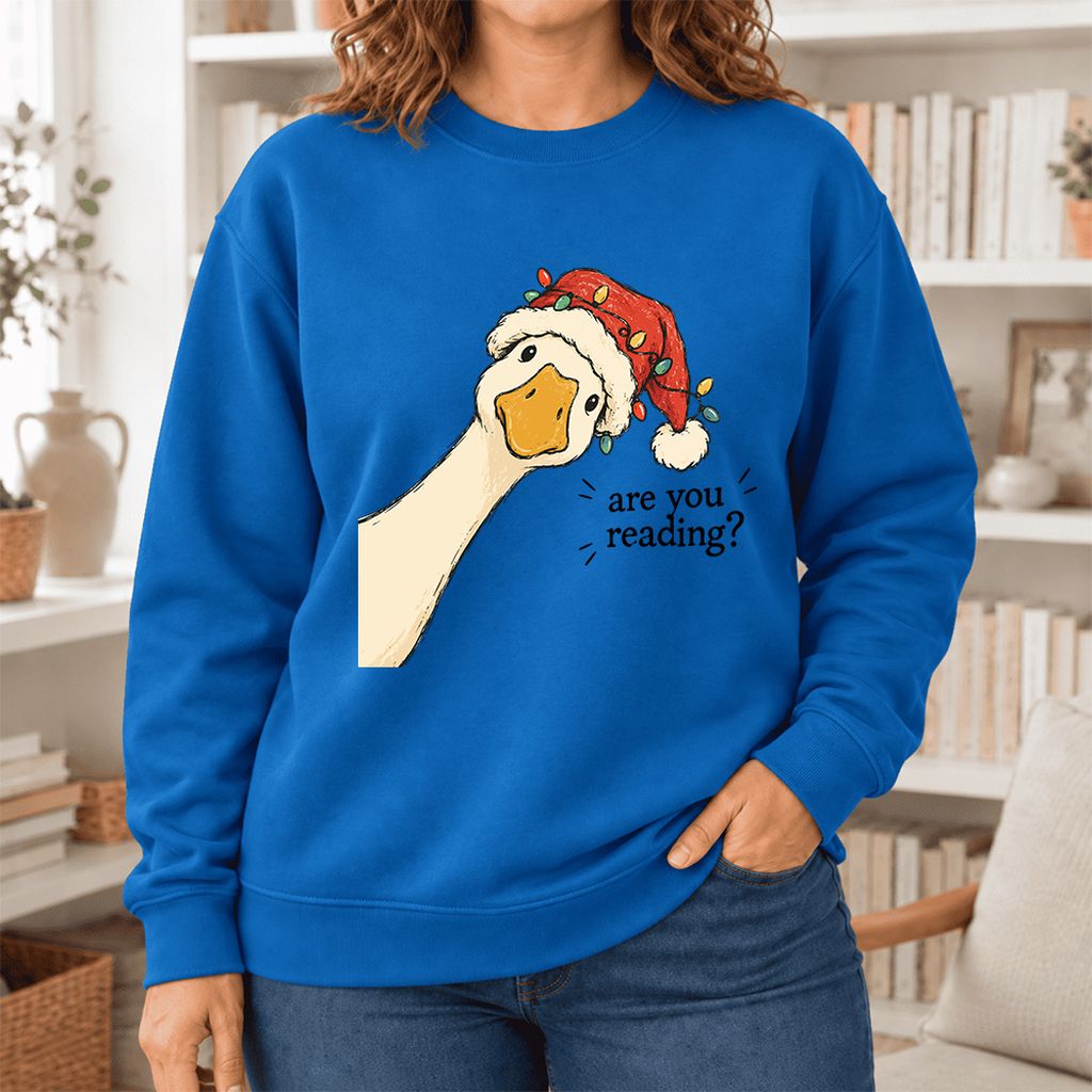 Are You Reading Goose Softstyle Sweatshirt | Funny Christmas Book Lover Gift Royal