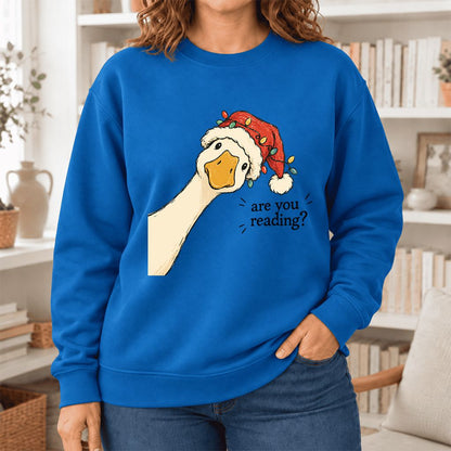Are You Reading Goose Softstyle Sweatshirt | Funny Christmas Book Lover Gift Royal
