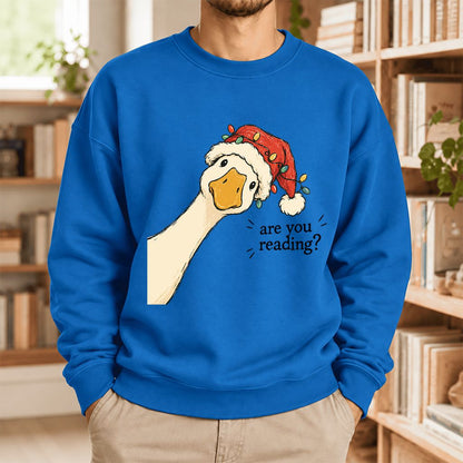 Are You Reading Goose Softstyle Sweatshirt | Funny Christmas Book Lover Gift Royal