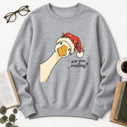 Are You Reading Goose Softstyle Sweatshirt | Funny Christmas Book Lover Gift Sport Grey