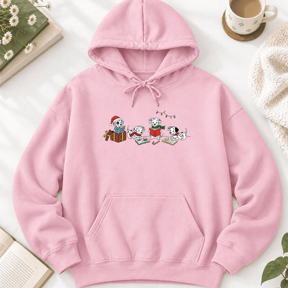 Dalmatian Dogs Reading Softstyle Hoodie | Christmas Book Lover Gift Light Pink
