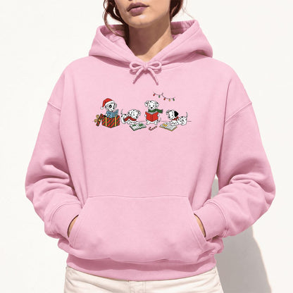 Dalmatian Dogs Reading Softstyle Hoodie | Christmas Book Lover Gift Light Pink
