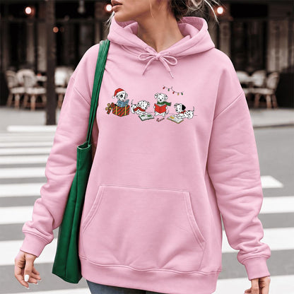 Dalmatian Dogs Reading Softstyle Hoodie | Christmas Book Lover Gift Light Pink