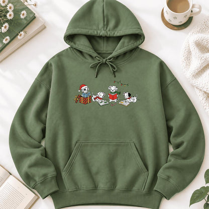 Dalmatian Dogs Reading Softstyle Hoodie | Christmas Book Lover Gift Military Green