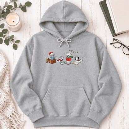 Dalmatian Dogs Reading Softstyle Hoodie | Christmas Book Lover Gift Sport Grey