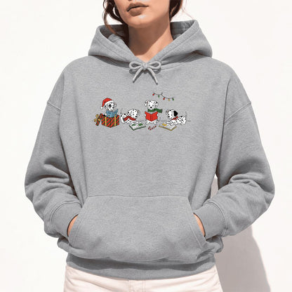 Dalmatian Dogs Reading Softstyle Hoodie | Christmas Book Lover Gift Sport Grey