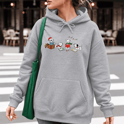 Dalmatian Dogs Reading Softstyle Hoodie | Christmas Book Lover Gift Sport Grey