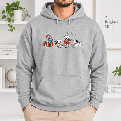 Dalmatian Dogs Reading Softstyle Hoodie | Christmas Book Lover Gift Sport Grey