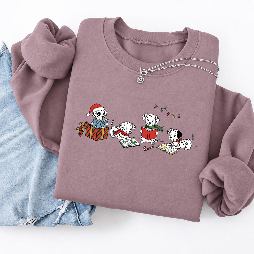 Dalmatian Dogs Reading Softstyle Sweatshirt | Christmas Book Lover Gift Paragon