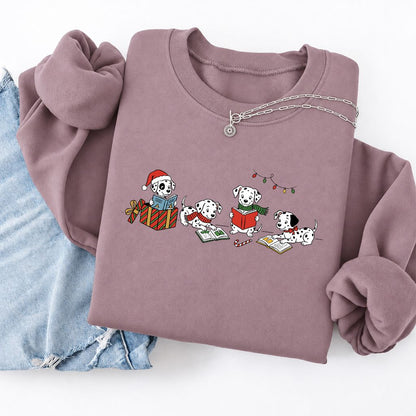 Dalmatian Dogs Reading Softstyle Sweatshirt | Christmas Book Lover Gift Paragon