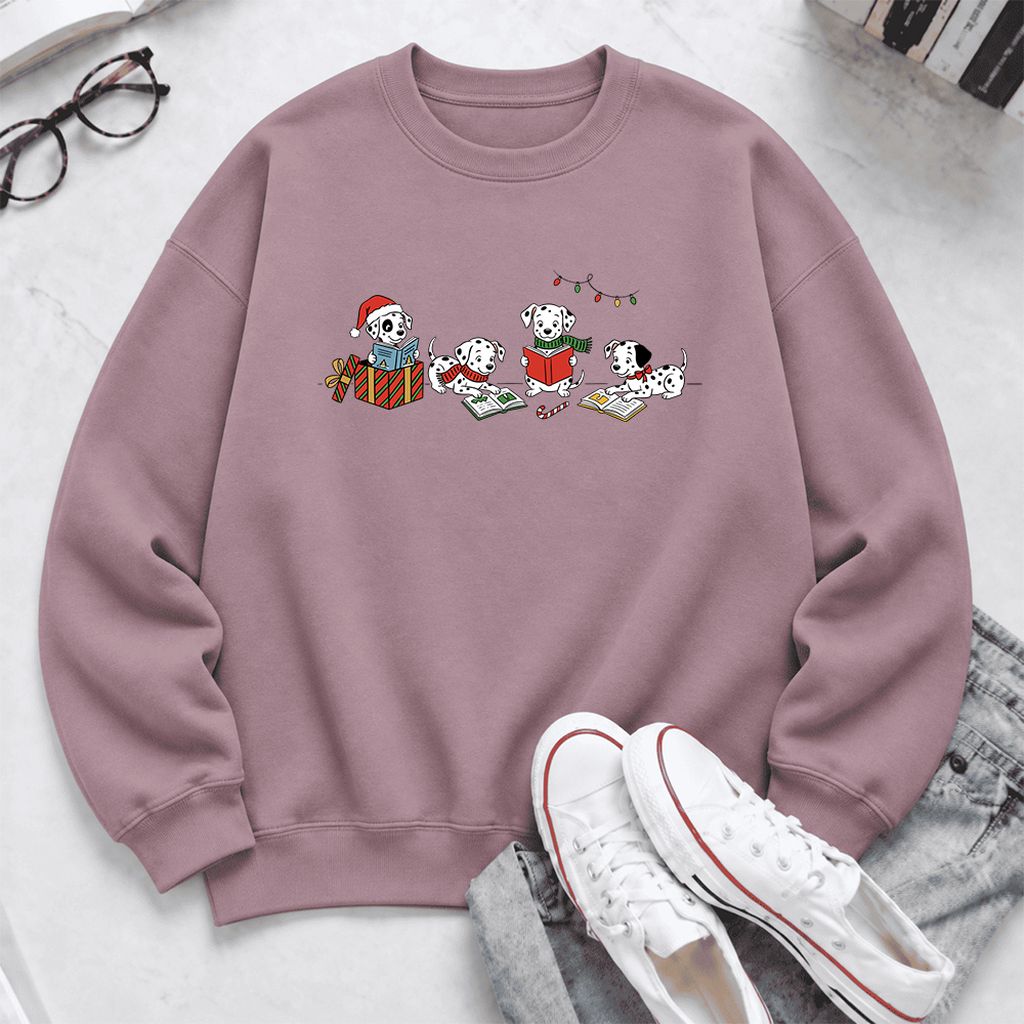 Dalmatian Dogs Reading Softstyle Sweatshirt | Christmas Book Lover Gift Paragon